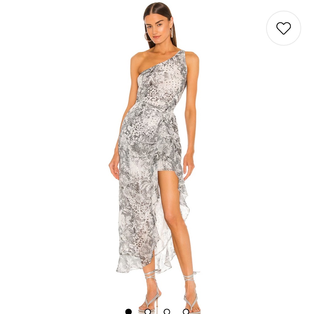 Rococo Sand Black and White Asymmetrical One Shoulder Gown